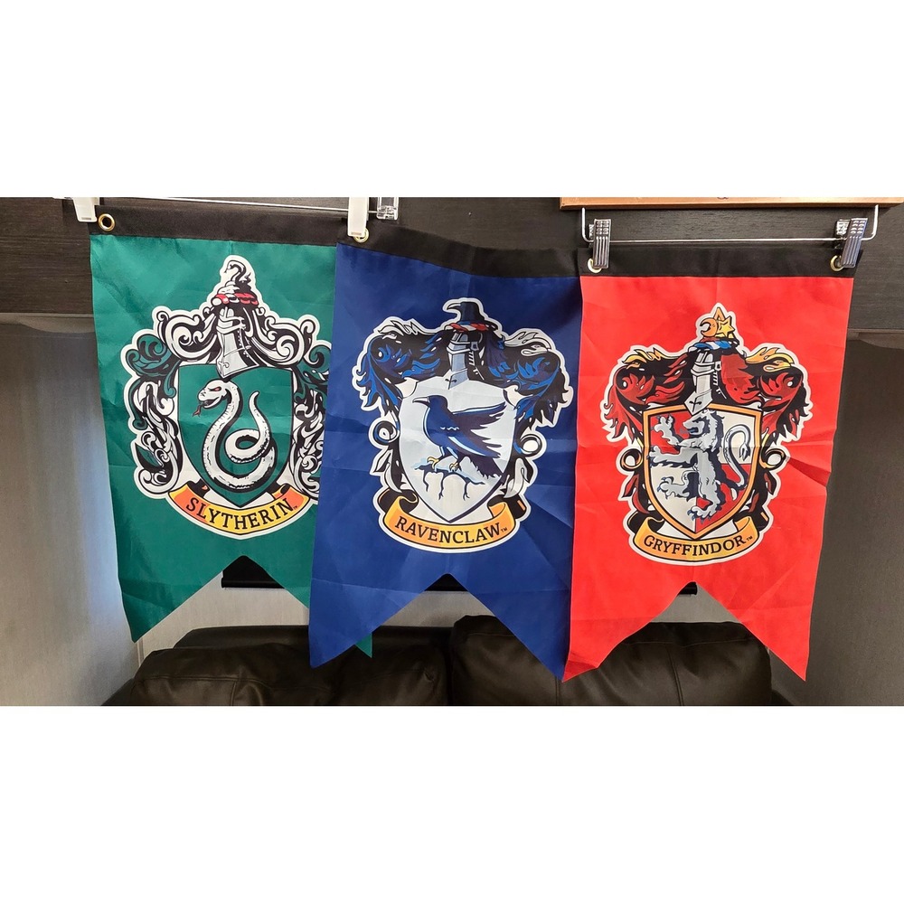 Harry Potter Hogwarts House Wall Banners Gryffindor Slytherin Ravenclaw Set of 3